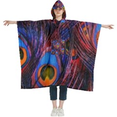 Pretty Peacock Feather Women s Hooded Rain Ponchos