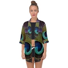 Peacock Feather Open Front Chiffon Kimono by Ket1n9