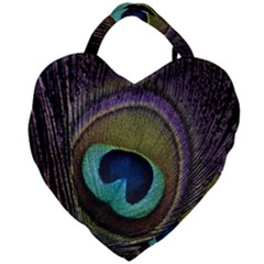 Peacock Feather Giant Heart Shaped Tote by Ket1n9