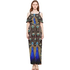 Peacock Draped Sleeveless Chiffon Jumpsuit by Ket1n9