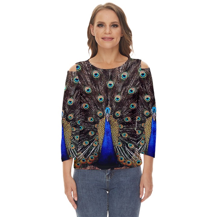 Peacock Cut Out Wide Sleeve Top