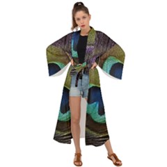 Peacock Feather Maxi Kimono by Ket1n9