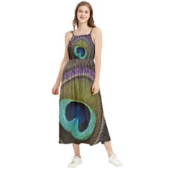 Peacock Feather Boho Sleeveless Summer Dress by Ket1n9