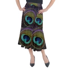 Peacock Feather Midi Mermaid Skirt by Ket1n9