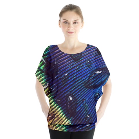 Peacock Feather Retina Mac Batwing Chiffon Blouse by Ket1n9