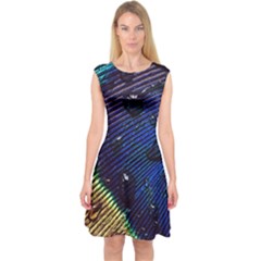 Peacock Feather Retina Mac Capsleeve Midi Dress by Ket1n9