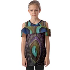 Peacock Feather Fold Over Open Sleeve Top by Ket1n9