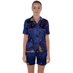 Peacock Feather Retina Mac Satin Short Sleeve Pajamas Set by Ket1n9