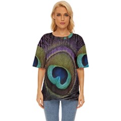 Peacock Feather Oversized Basic T-shirt by Ket1n9