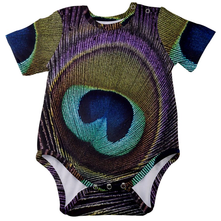 Peacock Feather Baby Short Sleeve Bodysuit