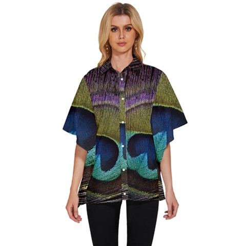 Peacock Feather Women s Batwing Button Up Shirt by Ket1n9