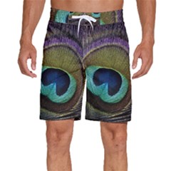 Peacock Feather Men s Beach Shorts by Ket1n9