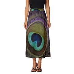 Peacock Feather Classic Midi Chiffon Skirt by Ket1n9