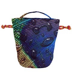 Peacock Feather Retina Mac Drawstring Bucket Bag by Ket1n9