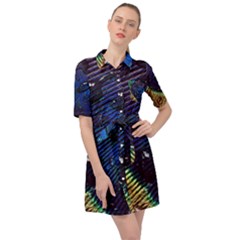 Peacock Feather Retina Mac Belted Shirt Dress by Ket1n9