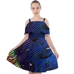 Peacock Feather Retina Mac Cut Out Shoulders Chiffon Dress by Ket1n9