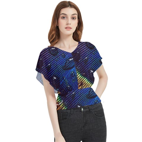 Peacock Feather Retina Mac Butterfly Chiffon Blouse by Ket1n9