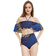 Peacock Feather Retina Mac Halter Flowy Bikini Set  by Ket1n9