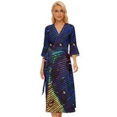 Peacock Feather Retina Mac Midsummer Wrap Dress by Ket1n9