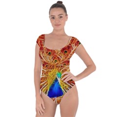 Fractal Peacock Art Short Sleeve Leotard  by Ket1n9