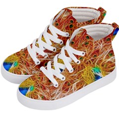 Fractal Peacock Art Kids  Hi-top Skate Sneakers by Ket1n9