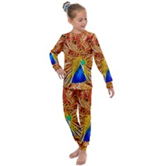 Fractal Peacock Art Kids  Long Sleeve Set  by Ket1n9