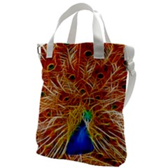 Fractal Peacock Art Canvas Messenger Bag by Ket1n9