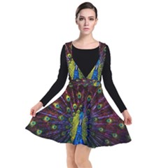 Beautiful Peacock Feather Plunge Pinafore Dress by Ket1n9