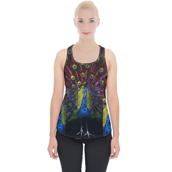 Beautiful Peacock Feather Piece Up Tank Top