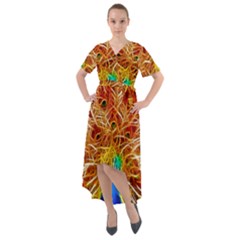 Fractal Peacock Art Front Wrap High Low Dress by Ket1n9