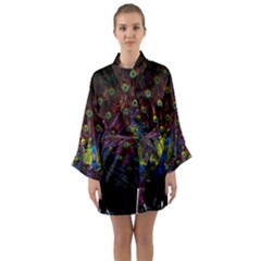 Beautiful Peacock Feather Long Sleeve Satin Kimono by Ket1n9