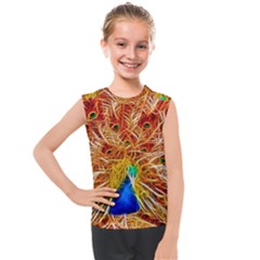 Fractal Peacock Art Kids  Mesh Tank Top by Ket1n9