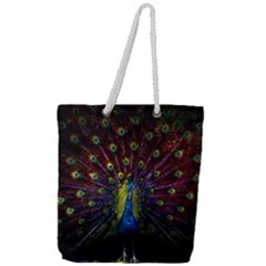 Beautiful Peacock Feather Full Print Rope Handle Tote (large) by Ket1n9