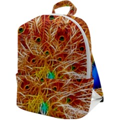 Fractal Peacock Art Zip Up Backpack by Ket1n9