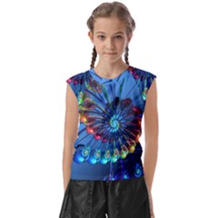 Top Peacock Feathers Kids  Raglan Cap Sleeve T-shirt by Ket1n9