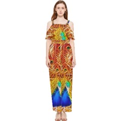 Fractal Peacock Art Draped Sleeveless Chiffon Jumpsuit by Ket1n9