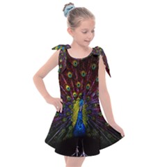 Beautiful Peacock Feather Kids  Tie Up Tunic Dress by Ket1n9