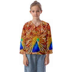 Fractal Peacock Art Kids  Sailor Shirt by Ket1n9