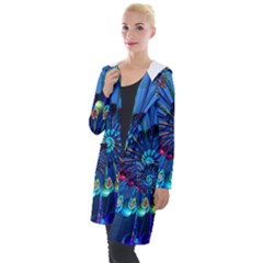 Top Peacock Feathers Hooded Pocket Cardigan by Ket1n9