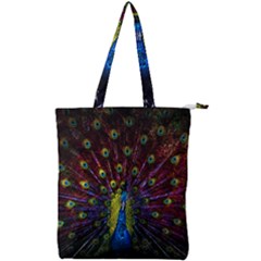 Beautiful Peacock Feather Double Zip Up Tote Bag by Ket1n9