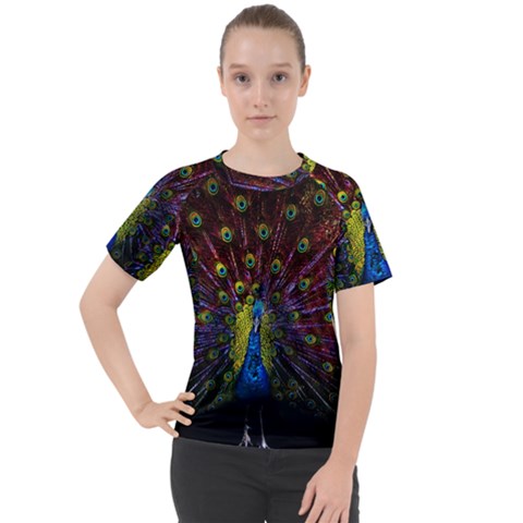 Beautiful Peacock Feather Women s Sport Raglan T-shirt by Ket1n9