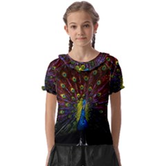 Beautiful Peacock Feather Kids  Frill Chiffon Blouse by Ket1n9