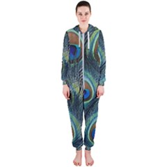 Feathers Art Peacock Sheets Patterns Hooded Jumpsuit (ladies) by Ket1n9