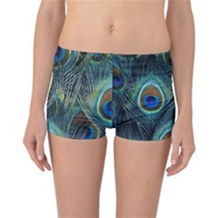 Feathers Art Peacock Sheets Patterns Reversible Boyleg Bikini Bottoms by Ket1n9