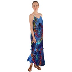 Top Peacock Feathers Cami Maxi Ruffle Chiffon Dress by Ket1n9