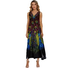 Beautiful Peacock Feather V-neck Sleeveless Loose Fit Overalls by Ket1n9