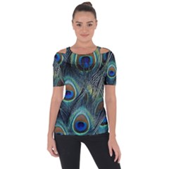 Feathers Art Peacock Sheets Patterns Shoulder Cut Out Short Sleeve Top by Ket1n9