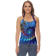 Top Peacock Feathers Basic Halter Top by Ket1n9