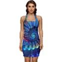 Top Peacock Feathers Sleeveless Wide Square Neckline Ruched Bodycon Dress View1