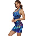 Top Peacock Feathers Sleeveless Wide Square Neckline Ruched Bodycon Dress View2